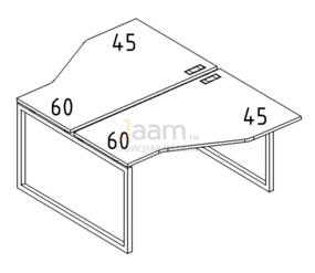 Мебель для персонала Рабочая станция со столами эргономичными "Техно" на металлокаркасе QUATTRO Б4 188 БП