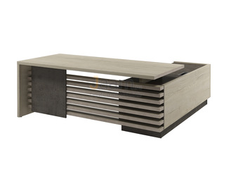 Кабинет руководителя Стол руководителя на ЛДСП опорах с опорной тумбой и блоком розеток левый Z-220