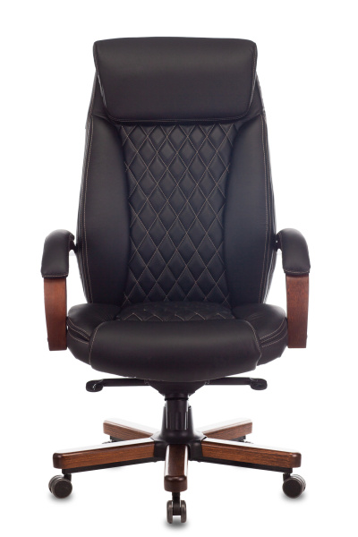 Кресло руководителя T-9924WALNUT черный кожа крестов. металл/дерево