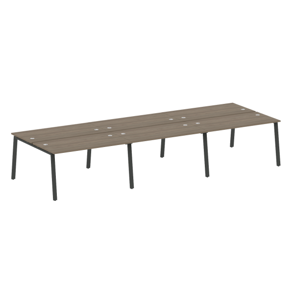 Рабочая станция на 6 рабочих места на А-образном м/к Metal System Style БА.СМ-6.3 4200x1475x750 (Вяз/Антрацит металл)