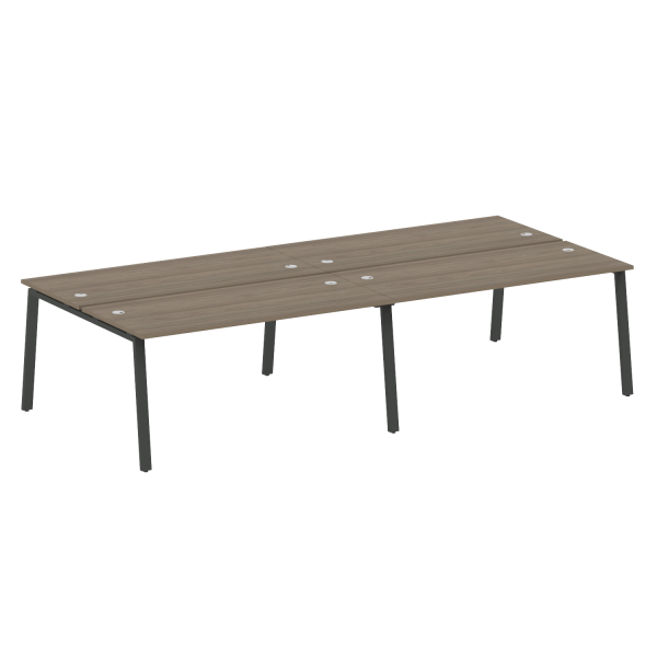 Рабочая станция на 4 рабочих места на А-образном м/к Metal System Style БА.СМ-4.4 3200x1475x750 (Вяз/Антрацит металл)