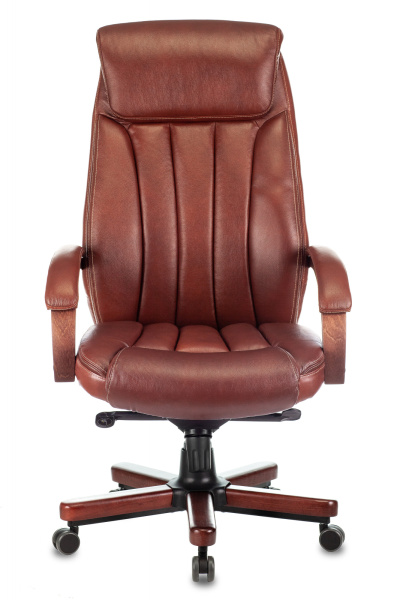 Кресло руководителя T-9922WALNUT светло-коричневый Leather EiCHel кожа крестов. металл/дерево