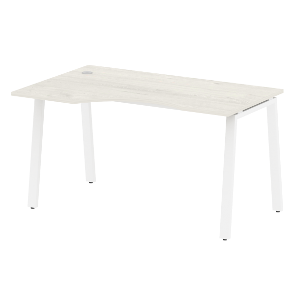 Стол криволинейный левый Metal System Style БА.СА-2 Л 1400x900x750 (Дуб Наварра/Белый металл)
