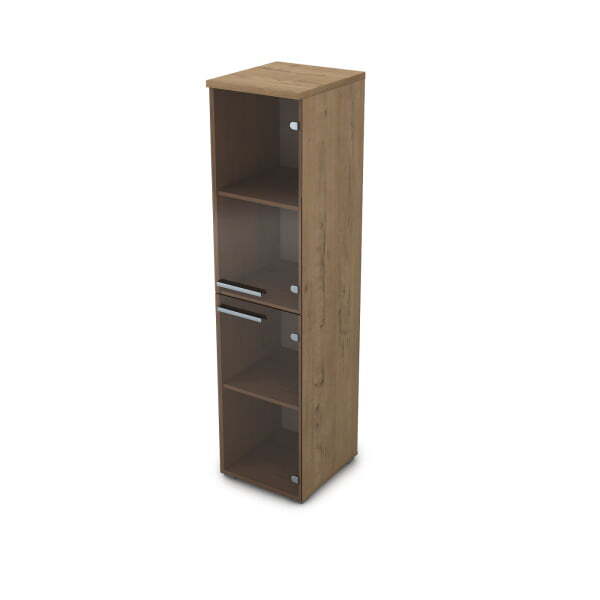 9П.004.7 Пенал со стеклом (400x450x1645) (Teakwood)