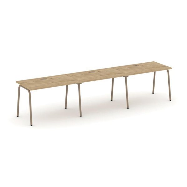 Рабочая станция 3 места ES.RS-3.2-LK (3540х730х750) (Тиквуд Светлый/Металл Латте)