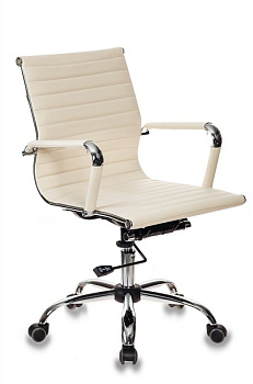 Кресло руководителя CH-883-LOW слоновая кость эко.кожа низк.спин. крестов. металл хром