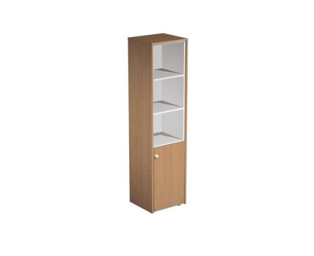 Шкаф для документов узкий полузакрытый Profiquadro КВ 340 БВ 500x460x1990 (Белый премиум / Вишня скандинавская)