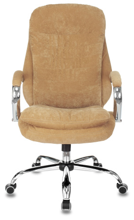 Кресло руководителя T-9950SL Fabric горчичный Velvet 73 крестов. металл хром (Горчичный)