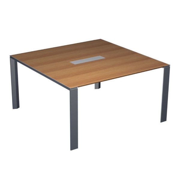 Стол для переговоров П-опоры ноги-хром X7 X7R01 C 1400x1400x720 (Орех каналеттоСерый)