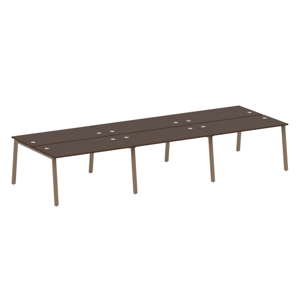 Рабочая станция на 6 рабочих места на А-образном м/к Metal System Style БА.СМ-6.3 4200x1475x750 (Венге Цаво/Мокко металл)