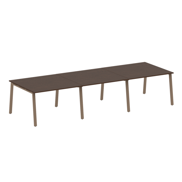 Стол для переговоров (3 столешницы) на А-образном м/к Metal System Style БА.ПРГ-3.2 3600x1235x750 (Венге Цаво/Мокко металл)