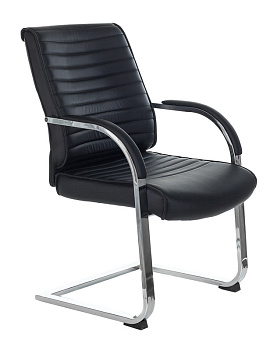 Кресло T-8010N-LOW-V черный Leather Black эко.кожа низк.спин. полозья металл хром