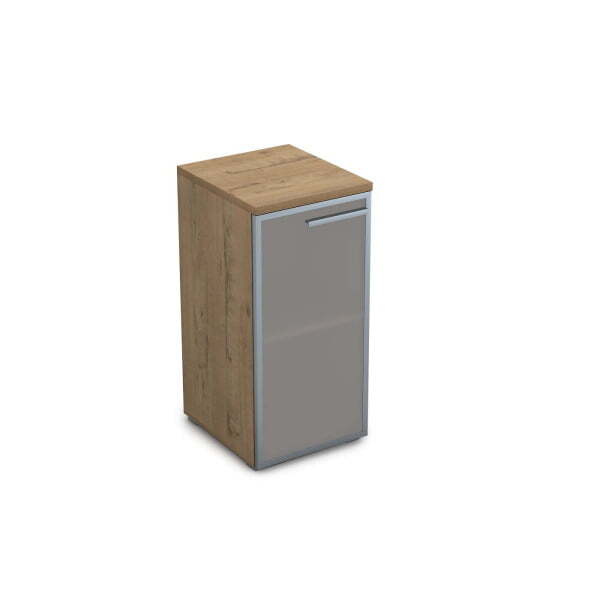 9ПП.023.3 Пенал низкий со стеклом (400x450x845) , правый (Teakwood)