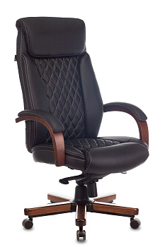 Кресло руководителя T-9924WALNUT черный кожа крестов. металл/дерево