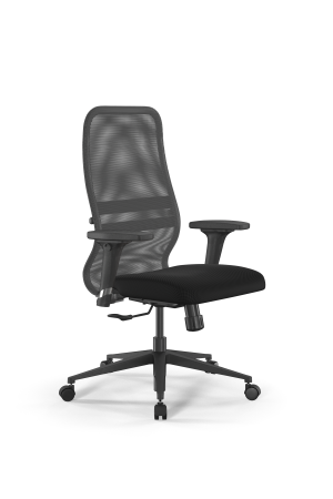 Кресло для руководителя Метта SynchroSit 8 B2-8D - X1+UMF(X1) /Uh00/Wh00/D02P(M20.B11.G19.W02) (Светло-серый | Черный)